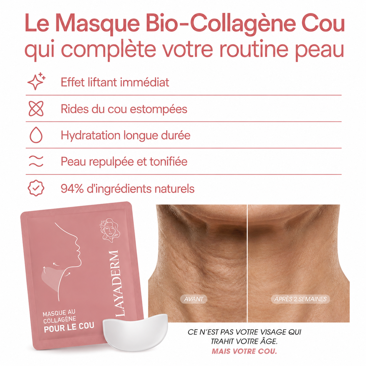 Masque bio-collagène spécial cou
